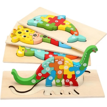 Детски дървен 3d пъзел 10 части 801