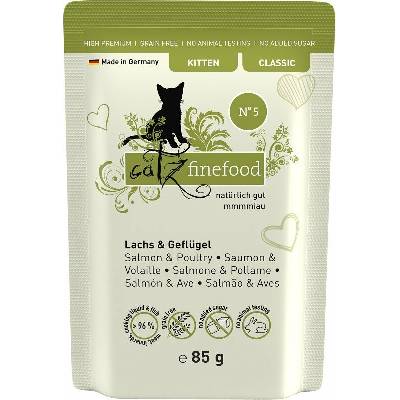Catz finefood Classic Kitten No.5 s lososom drůbežím mäsom a špenátem 85 g