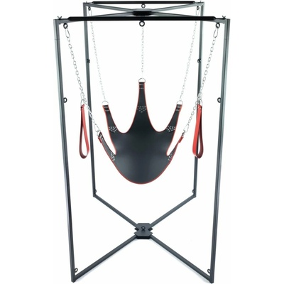 Mr Sling Complete Sling Kit Black-Red, erotická hojdačka s rámom na uchytenie, slučkami na nohy + príslušenstvo