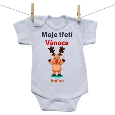 Boodyy Body s krátkým rukávem Moje třetí Vánoce se sobíkem a jménem dítěte