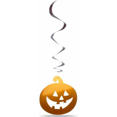 X-Tech Sada halloweenskych dekorácií - 12 ks tekvíc, duchov - lesklá špirála