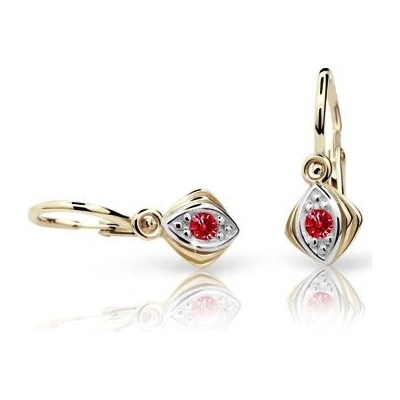 Danfil dětské náušnice C1897 ze žlutého zlata s kamínkem Ruby Dark zapínání brizura