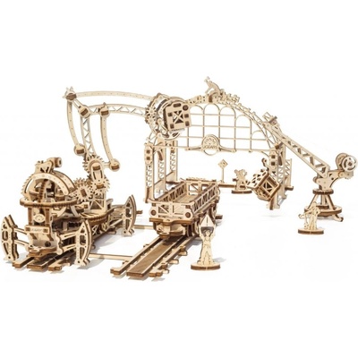 Ugears 3D mechanické puzzle Železniční jeřáb manipulátor 354 ks