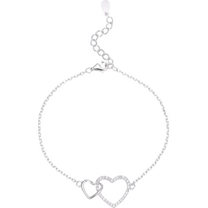 Silenti Jewelry Сребърна гривна "Две Сърца - Едно Цяло