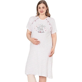 Бяла макси нощница за кърмачки със сърчица
