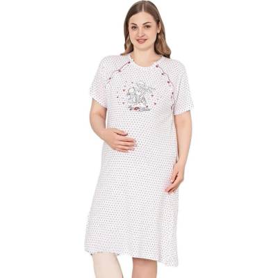 Бяла макси нощница за кърмачки със сърчица