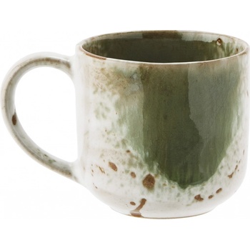MADAM STOLTZ Kameninový hrnek White/Green/Natural zelená barva keramika 250 ml