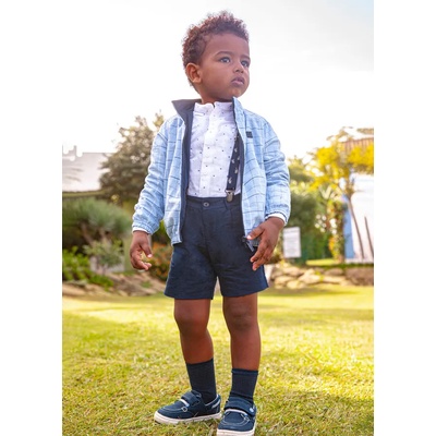 Mayoral Комплект бермуди и риза лен с дълъг ръкав за момче Майорал
