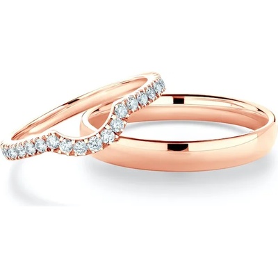 SAVICKI Сватбени халки This Is Love: розово злато, диаманти, полукръгъл профил. 2 мм и 3 мм