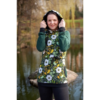 Jsem máma kojicí mikina květy na zelené