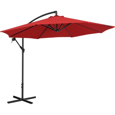 Uniprodo UNI UMBRELLA R300RE N Bočný slnečník červený okrúhly 300 cm sklopný