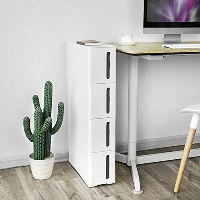 Goleto Plastový regálový organizér 45 x 17 x 83 cm | bílý