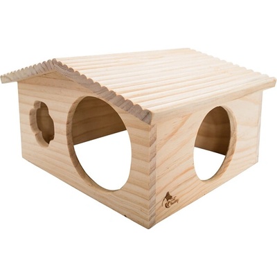 PetBuddy roubenka velká, přírodní domek 33 x 28 x 18 cm borové dřevo