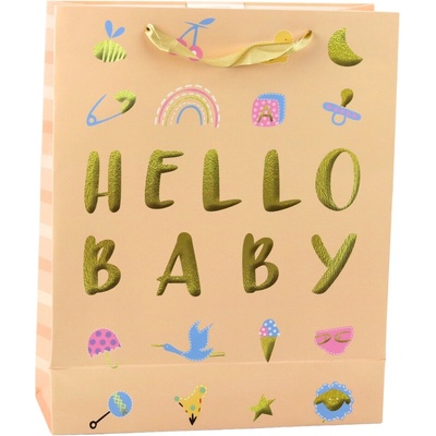 Darčeková taška pre dieťa Hello Baby broskyňová