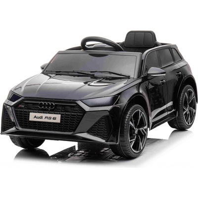Beneo Elektrické autíčko Audi RS6 12V koženkové sedadlo 2,4 GHz diaľkové ovládanie USB Vstup LED svetlá 12V batéria mäkké EVA kolesá 2 X MOTOR čierne ORIGINÁL licencia