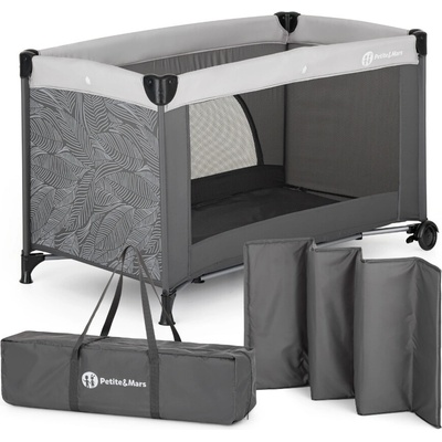 Petite&Mars Postieľka cestovná Nyja Urban Jungle Charcoal