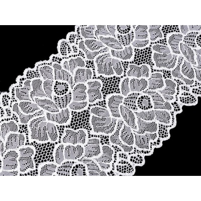 Elastická krajka / vsadka / běhoun šíře 15,5 cm METRÁŽ - 2 černá – Sleviste.cz