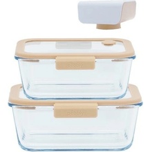 Pebbly PKV-071 Vakuovací sada borosilikátové tvrzené sklo silikon plast vakuovací pumpa 2 x 800 ml a 1,2 l