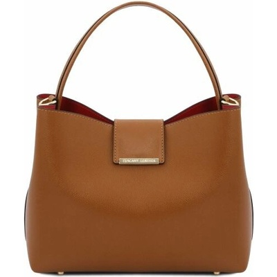 Tuscany Leather kožená bucket kabelka Clio Koňaková