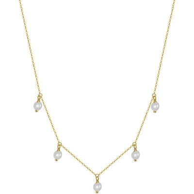 Majya Stříbrný řetízek s perlami pozlacený 11632