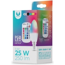Forever LED žiarovka E14 C37 RGB 5W s diaľkovým ovládaním biela
