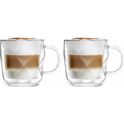 Vialli Design Sklenené hrnčeky v súprave na cappuccino dvojstenné Geo 2 x 330 ml