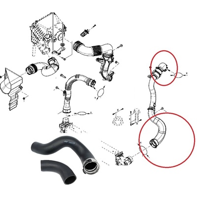 Hadice plnícího vzduchu Renault Trafic 2014-2019 1,6 z turba do intercooleru, sada 144601915R