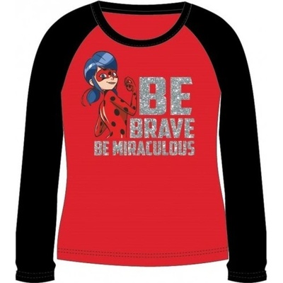 E plus M dievčenské tričko s dlhým rukávom Kúzelná lienka Ladybug Miraculous červené