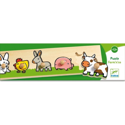 Djeco jednoduché vkladací puzzle s úchytky domací zvířata