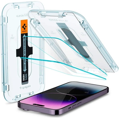 Spigen Glas. tR EZ Fit Tempered Glass 2 Pack - 2 броя стъклени защитни покрития за дисплея на iPhone 14 Pro (прозрачен)