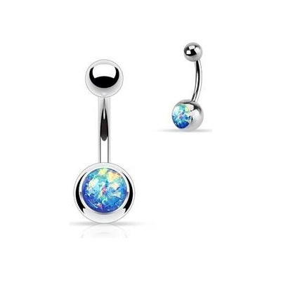 Šperky4U piercing do pupíku banánek modrý opál BS1058-B