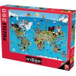 Anatolian - Puzzle Cartoon world map - 260 piese