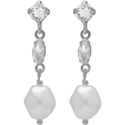 Victoria Cruz stříbrné náušnice s krystaly a barokní perlou Purpose A4656-07HT