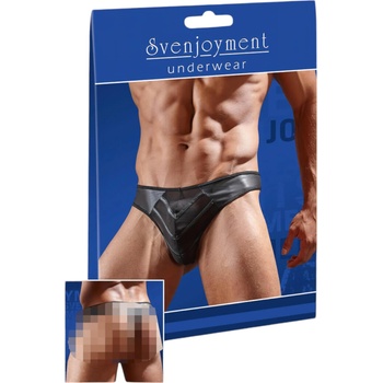 Svenjoyment Лъскаво мъжко танго с прозрачна вложка (черно) - xl