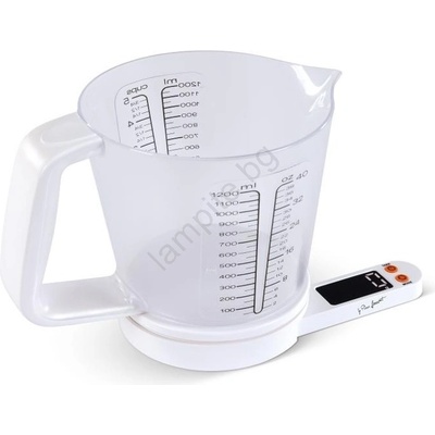 Lamart - Цифрова кухненска везна с мерителна чаша 2xAAA бяла (FT1227)