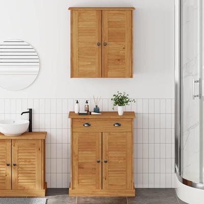vidaXL Комплект мебели за баня с рафт VIGO 2 pcs Кафяв и меден кафяв (3328541)
