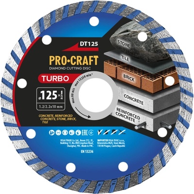 Procraft DT125 Turbo - diamantový řezný kotouč