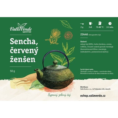 Valle Verde Sencha Červený ženšen 50 g