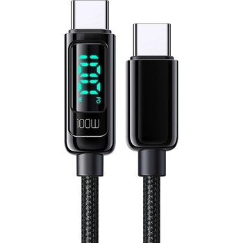 Xmart USB Type-C към USB Type-C PD кабел с дисплей Xmart, 5A, 100W, 1.2м, Черен (15037)