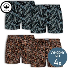 Knitva trenky set 4 kusů - 2x oranžové + 2x šedo-černé