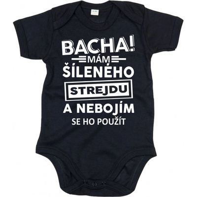 Fajntričko Kids Dětské body Bacha mám šíleného strejdu! černá