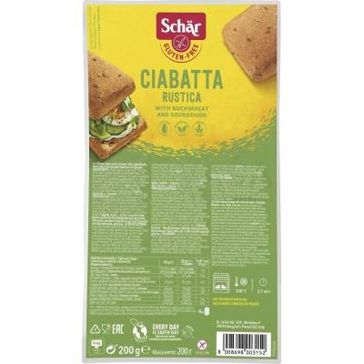 Schär Ciabatta Rustica žemle bezgluténové, predpečené, celozrnné 4x50 g