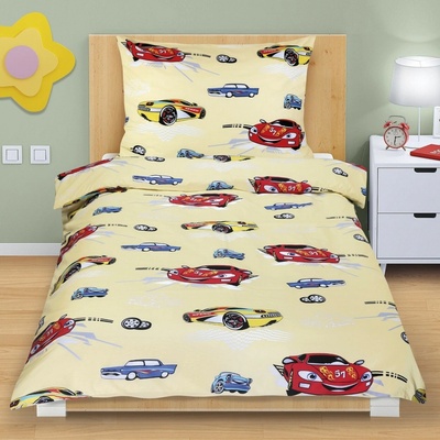 Bellatex bavlna obliečky Pretekárske autá žltá 140x200 70x90