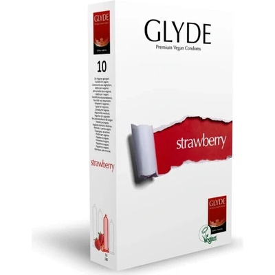 GLYDE 10 бр. Веган презервативи с аромат на ягода Glyde Strawberry