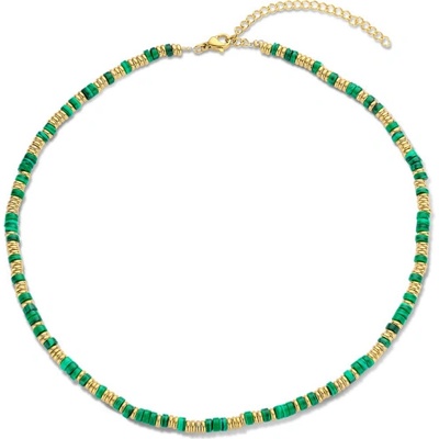 CO88 Dámsky oceľový náhrdelník s malachitom C88CN-26230