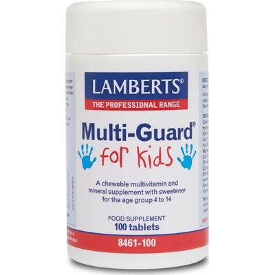 LAMBERTS Мултивитамини за деца , дъвчащи 4-14г , Lamberts Multi Guard For Kids 100 Tabs