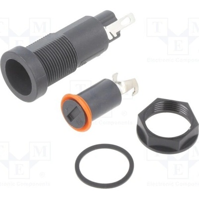 SCHURTER 0031.1185 Zásuvka; 5x20mm; 10A; 250VAC; FEF; na panel; černá; UL94V-0; IP54