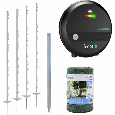 fencee Sada pro elektrický ohradník pro velké psy, koně a poníky, skot - DUO zdroj - lanko 250 m