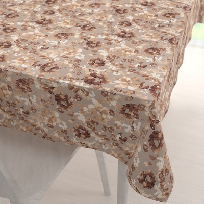 Biante Sametový obdélníkový ubrus Tamara TMR-042 Hnědé květy na šedobéžovém 130x220 cm