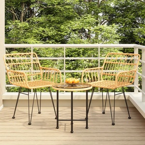 vidaXL Градински трапезен комплект, 3 части, полиратан (3157829)